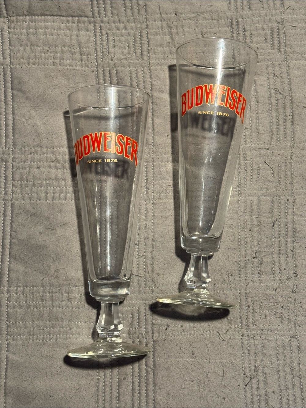 Budweiser Clear Pilsner Glasses with Red Logo - Pair